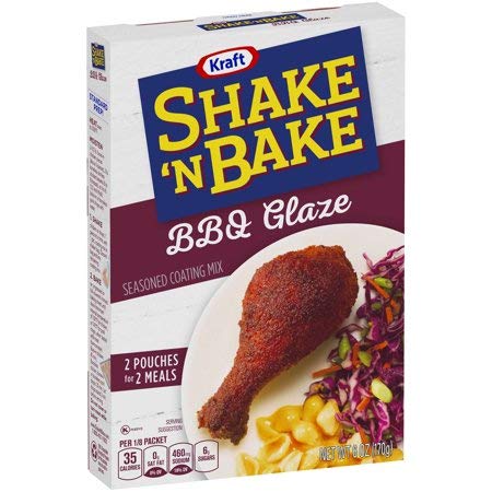 Kraft Shake 'n Bake BBQ Glaze Pack-of-4 Boxes, convenient flavor solution for family meals.