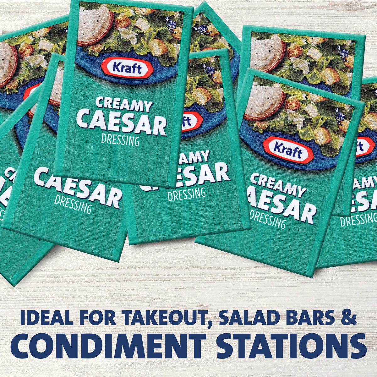 Kraft Signature Creamy Caesar dressing label and packaging detail.