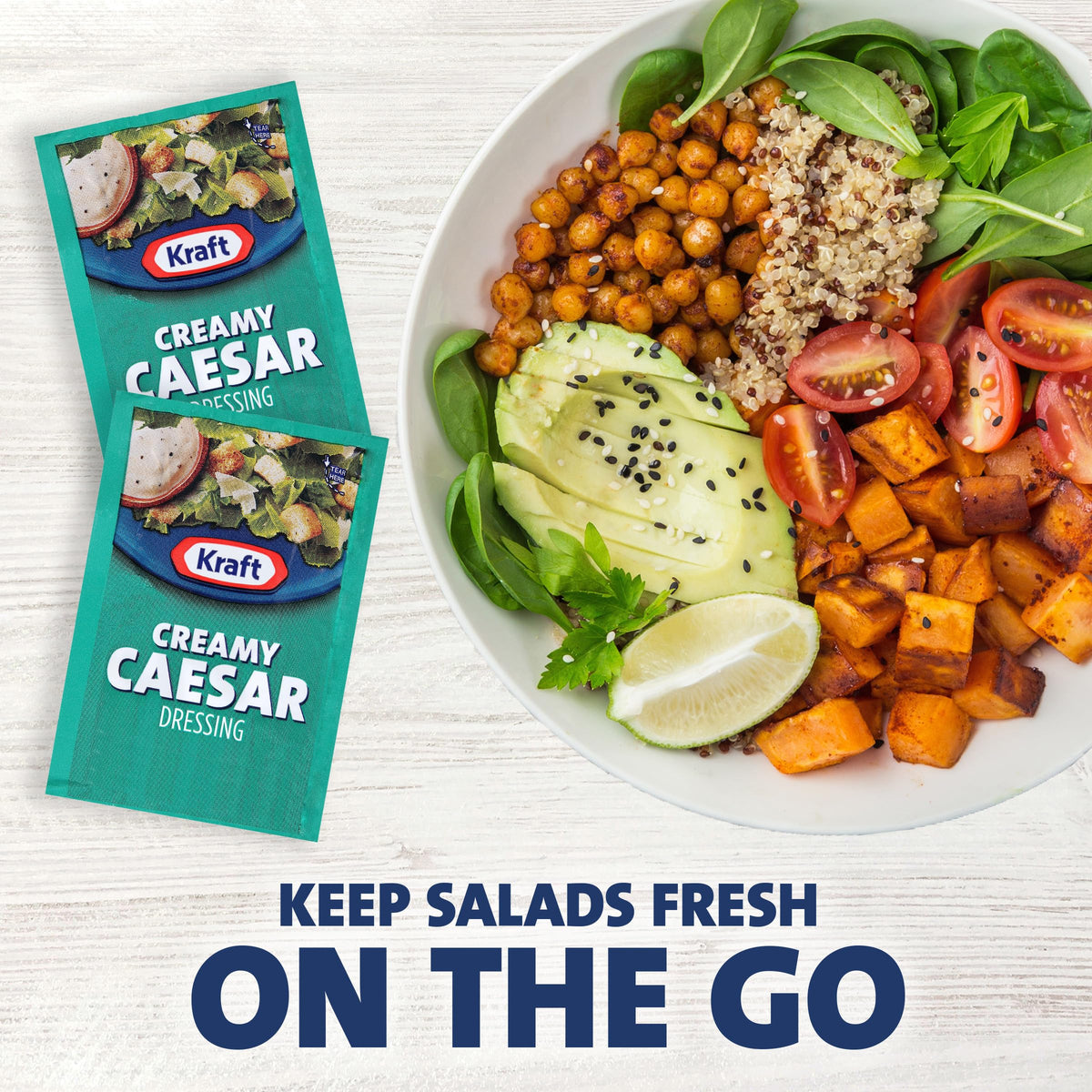 Kraft Signature Creamy Caesar dressing measured pour for controlled use.