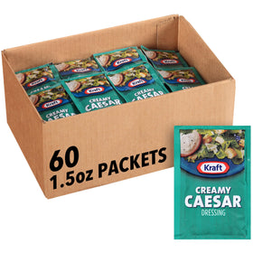 Kraft Signature Creamy Caesar dressing single-serve packets for easy meal prep.
