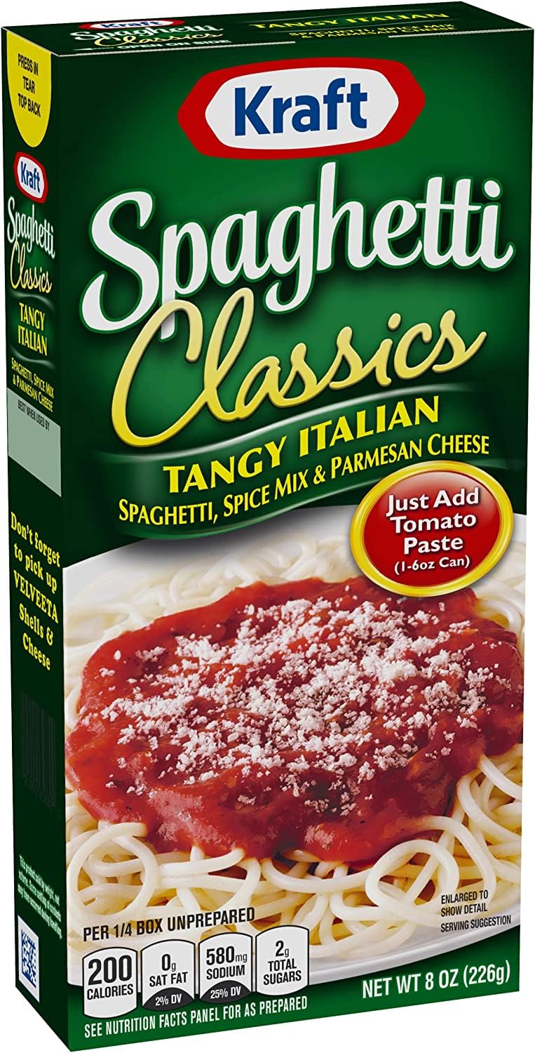 Kraft Spaghetti Classics Tangy Italian tomato paste addition image, simple prep steps.