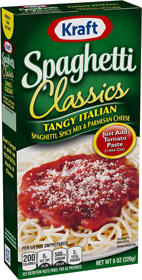 Kraft Spaghetti Classics Tangy Italian tomato paste addition image, simple prep steps.