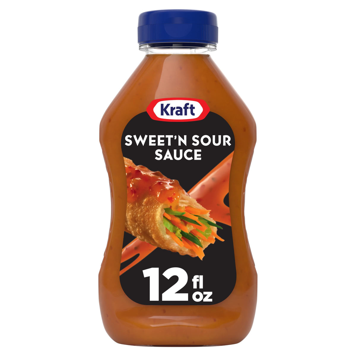 Kraft Sweet 'n Sour Sauce bottle pour showing convenient squeeze bottle for precise drizzle.