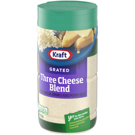 Kraft Three Cheese Blend shaker-dispense for quick topping on soups and casseroles.