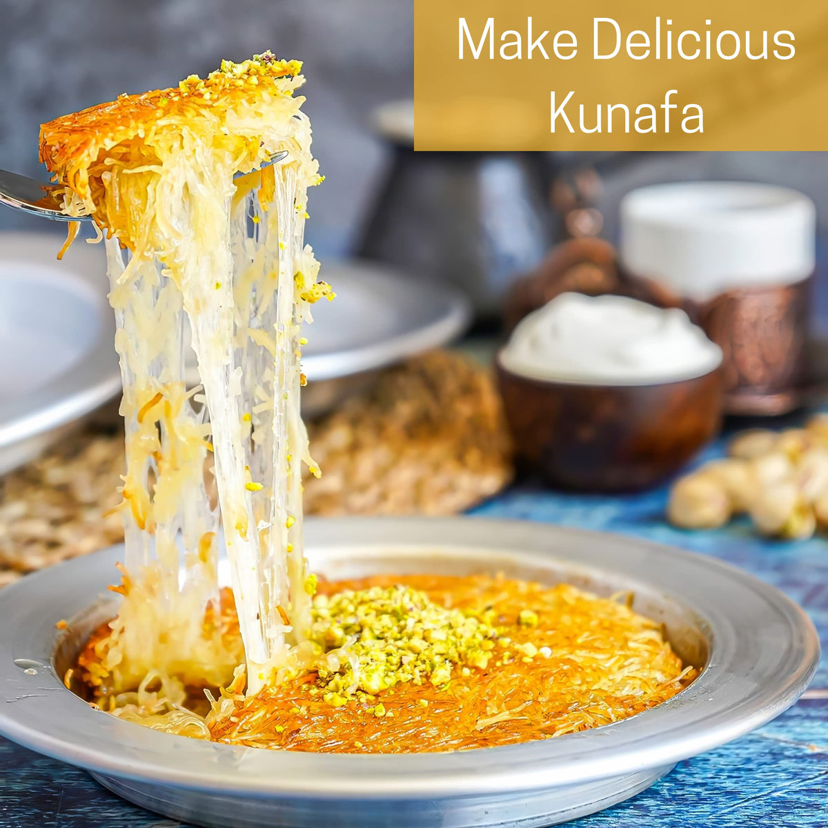 Kral Kataifi with pistachio topping highlights versatile sweet and savory uses.