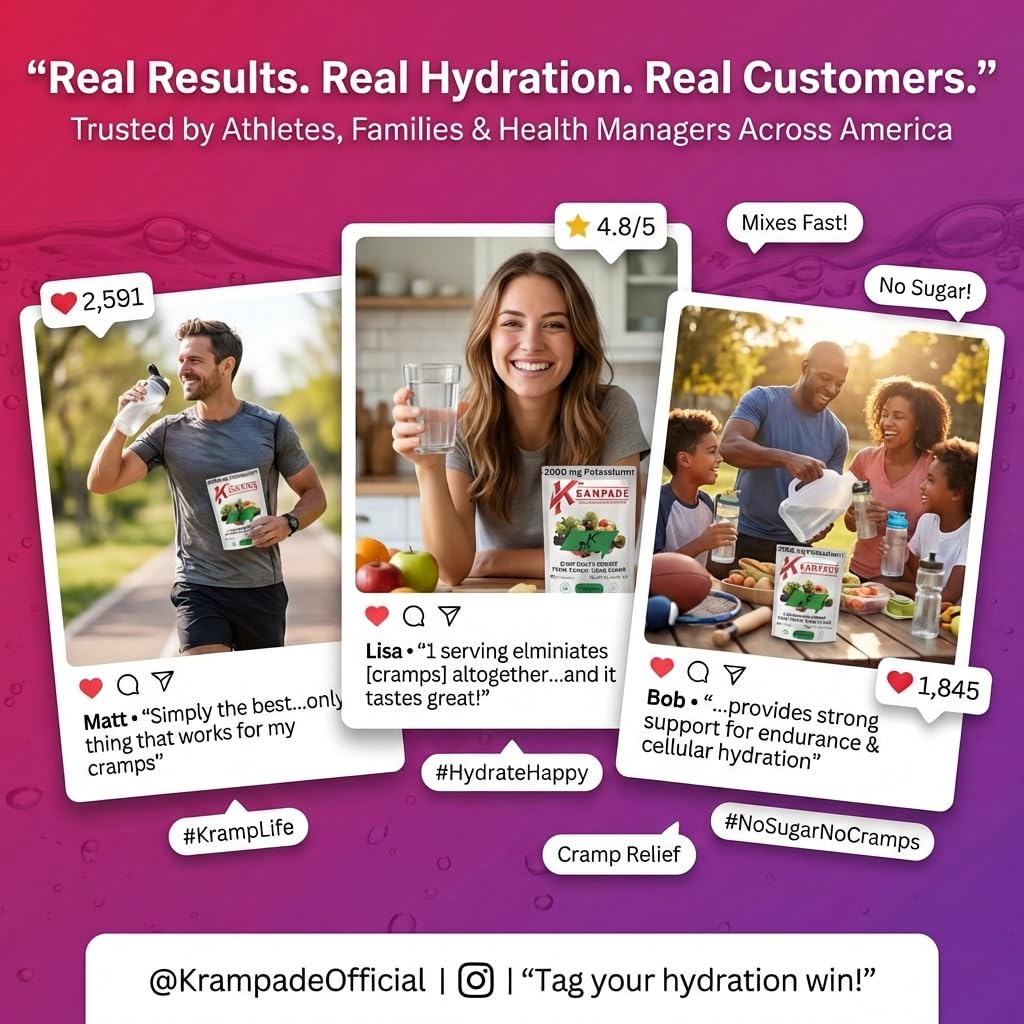 Krampade 50 servings pack emphasizes long-term hydration.