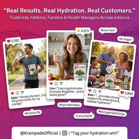 Krampade 50 servings pack emphasizes long-term hydration.