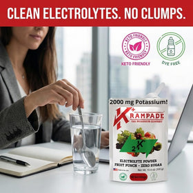 Krampade cramp-prevention visual label on tub.