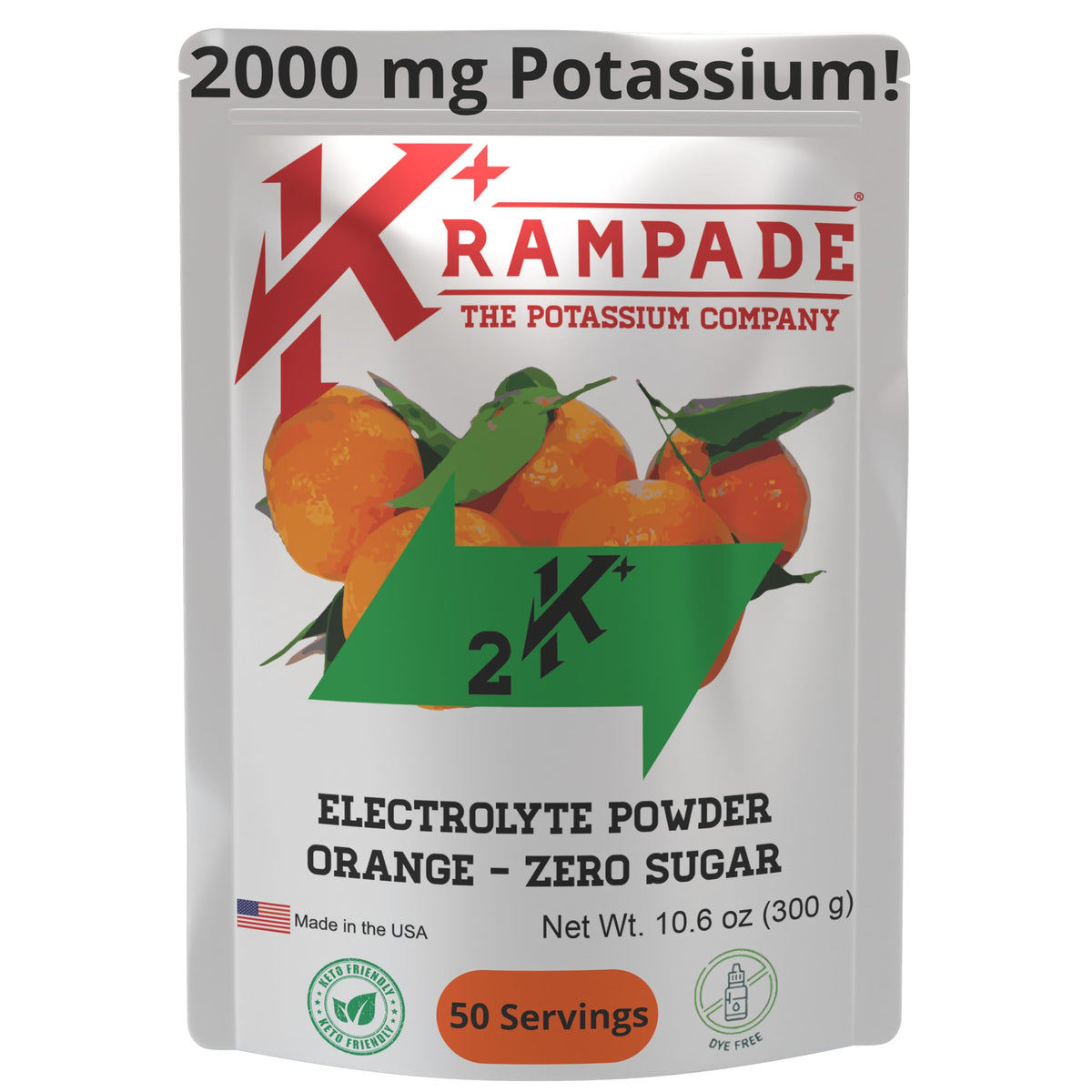 Krampade packaging shows zero sugar orange flavor