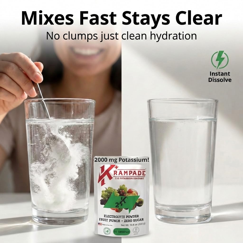 Krampade Zero Sugar label on tub, sugar-free hydration option.