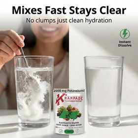 Krampade Zero Sugar label on tub, sugar-free hydration option.