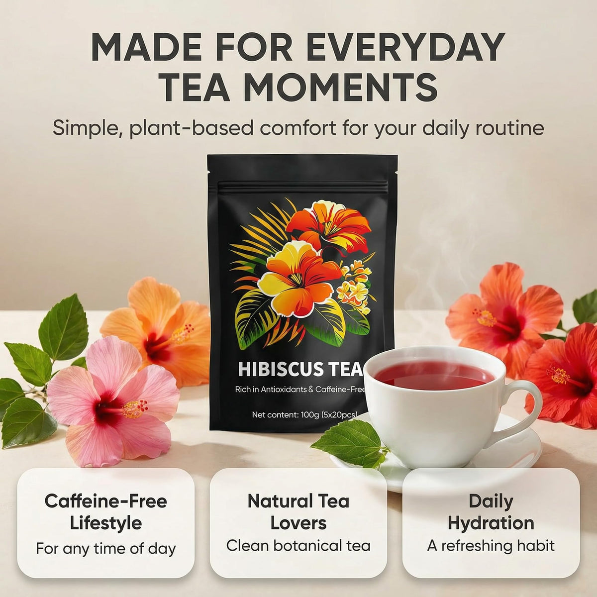 Kranla Hibiscus Tea Ruby-Red Color displays rich infusion and antioxidants