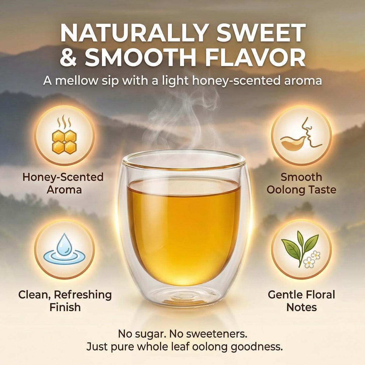 Brewing a cup of Kranla Oolong reveals floral aroma and smooth taste