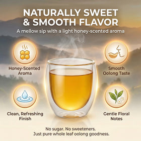 Brewing a cup of Kranla Oolong reveals floral aroma and smooth taste