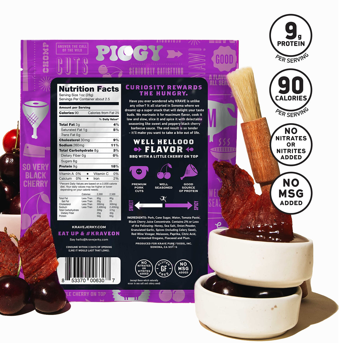 KRAVE 4-pack 2.7 oz snacks ready for on-the-go fueling.