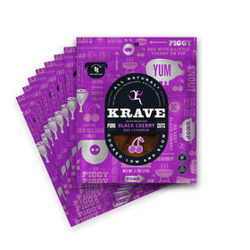 KRAVE Black Cherry BBQ pork jerky slices for bold flavor on the go