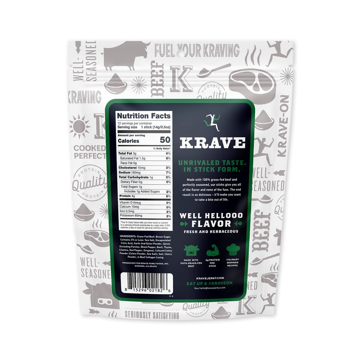 KRAVE Meat Sticks Minis Chimichurri closeup highlights lean beef flavor