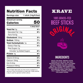 KRAVE Minis beef nutrition label highlights protein