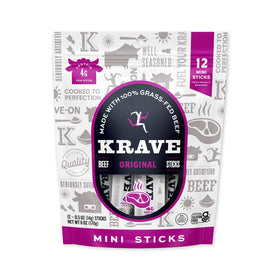 KRAVE Minis Original Beef pack image showing 12 sticks