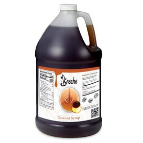 Kreche Flan Caramel Syrup bottle highlights rich caramel flavor ideal for desserts