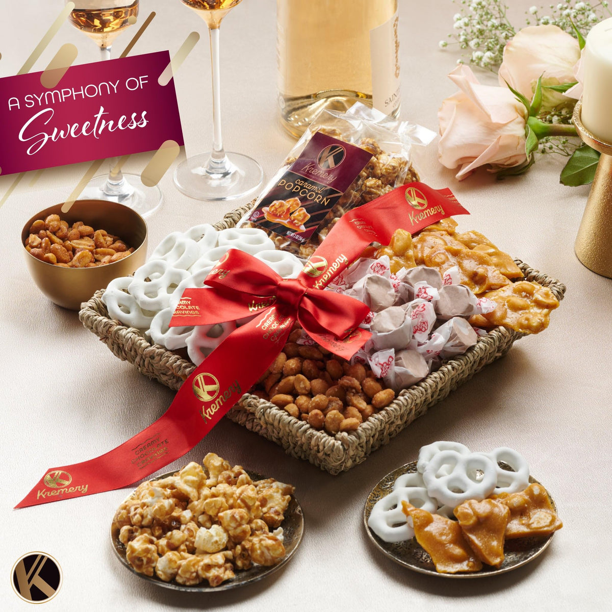Kremery caramel popcorn, irresistible crunch with sweet-salty notes.