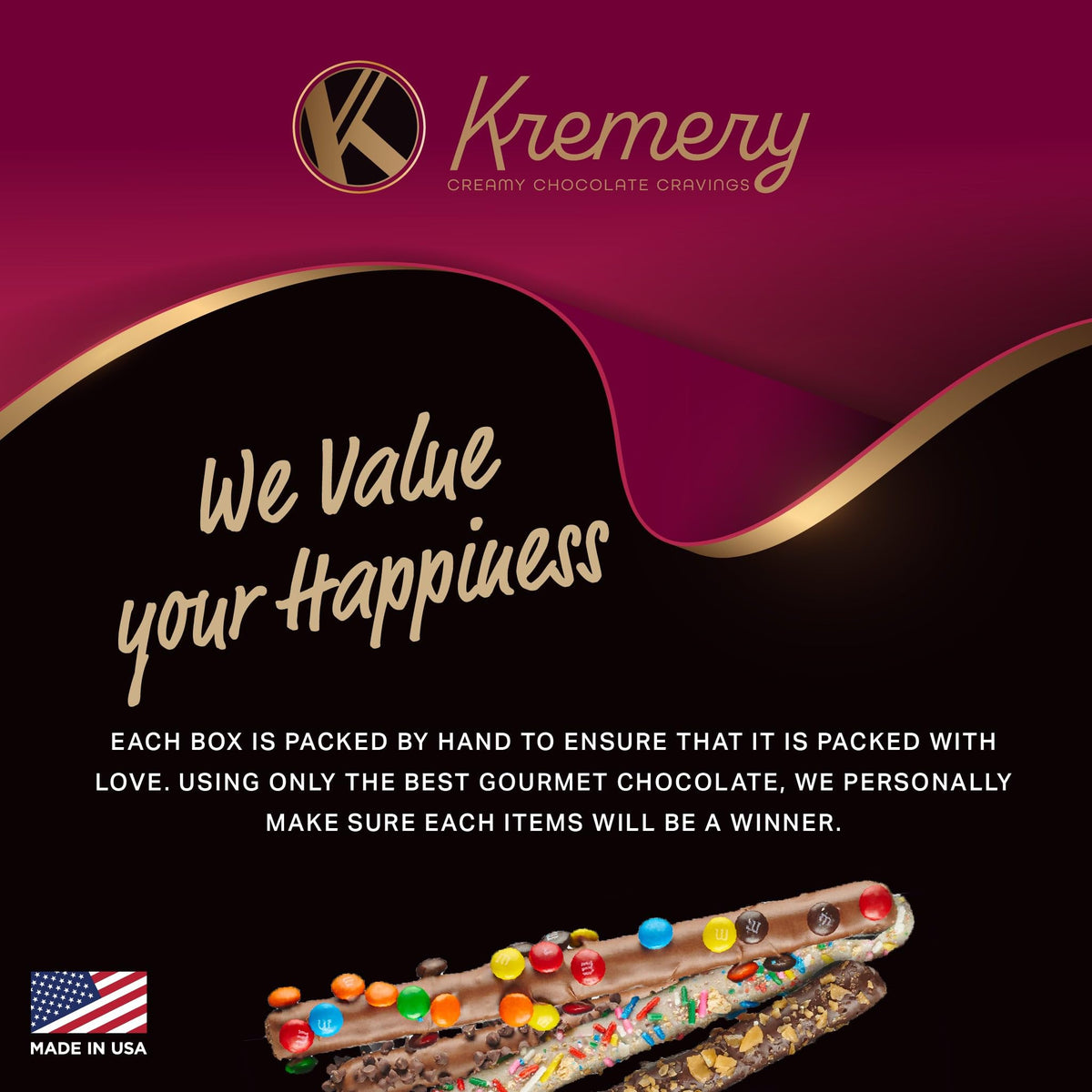 KREMERY individually wrapped pretzels ensure freshness and easy sharing.