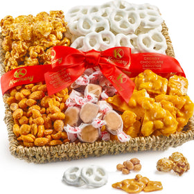 Kremery seagrass basket with ribbon, ideal for celebrations.