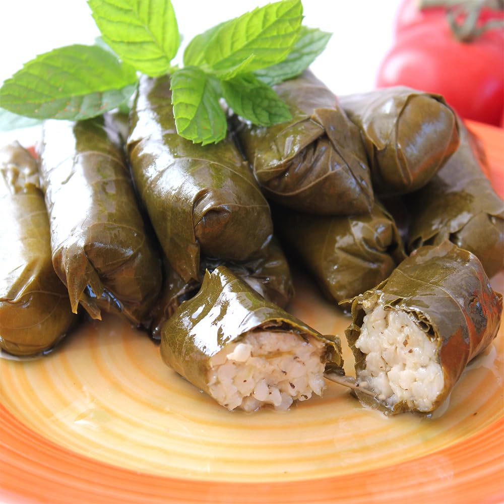 Krinos Grape Leaves ready to roll for stuffed grape leaf recipes.
