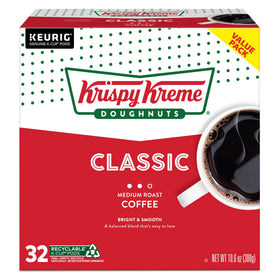 Morning scene with Krispy Kreme coffee and donuts ready to enjoy