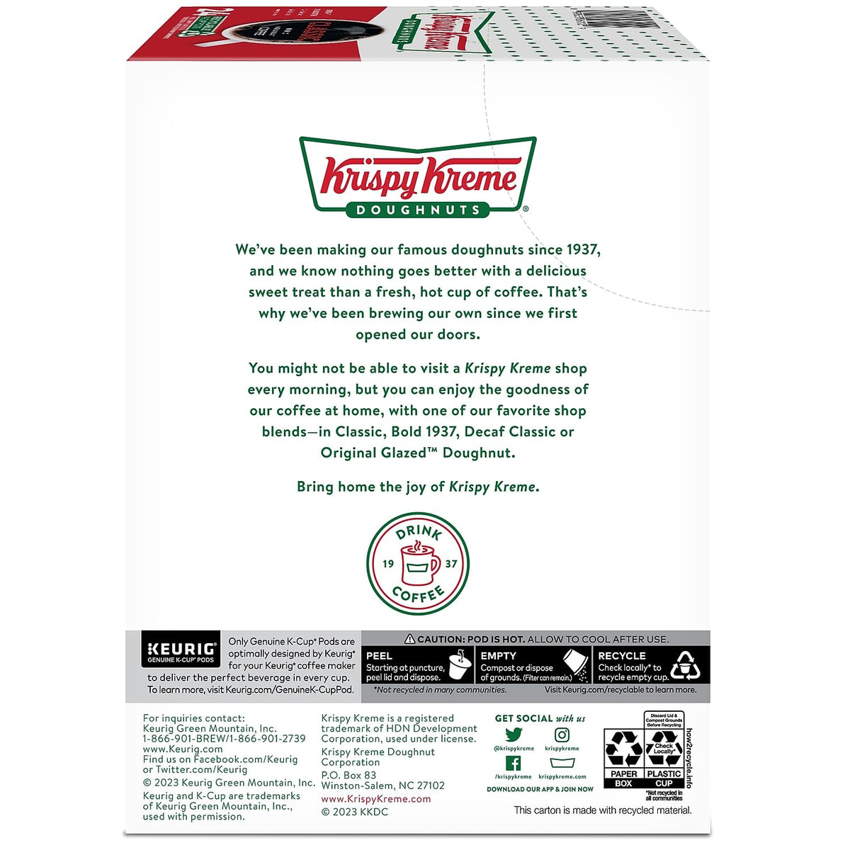 Krispy Kreme Classic coffee aroma steam illustrating bright notes.