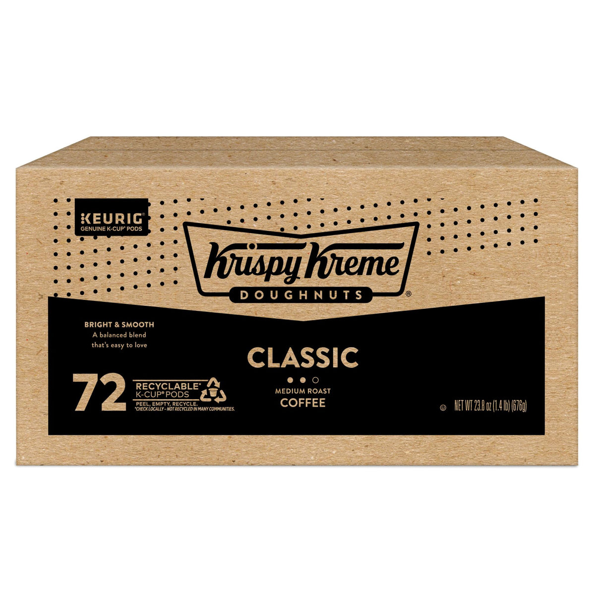Krispy Kreme coffee cup on a desk, ready to energize work moments.