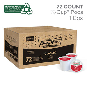 Krispy Kreme Classic K-Cup pods ready for Keurig single-serve brewing.