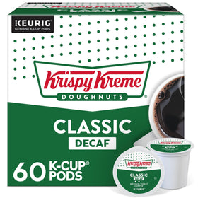 Krispy Kreme Classic Decaf K-Cup pack for Keurig brewers.