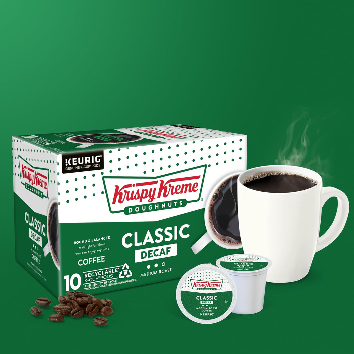 Doughnut shop flavor vibe at home with Krispy Kreme coffee.