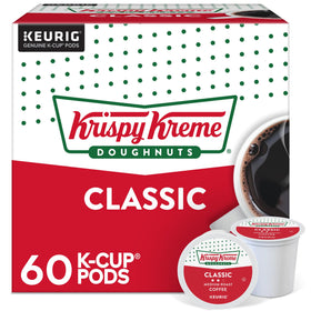 Krispy Kreme Classic Keurig pods box front, ready for your morning ritual.