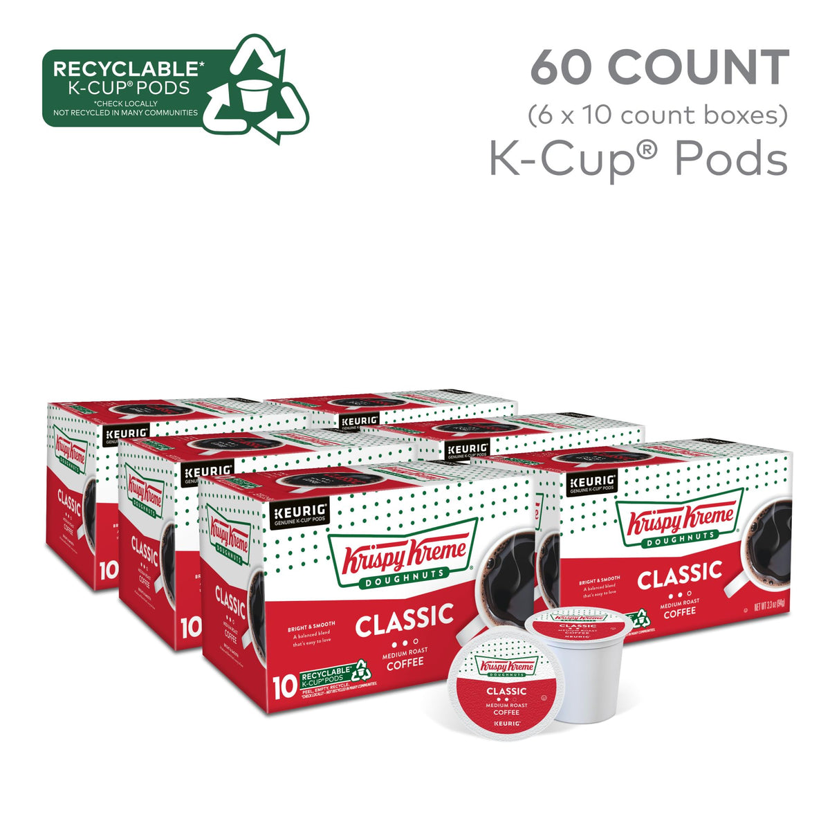 Krispy Kreme Classic medium roast cup steaming with inviting aroma.