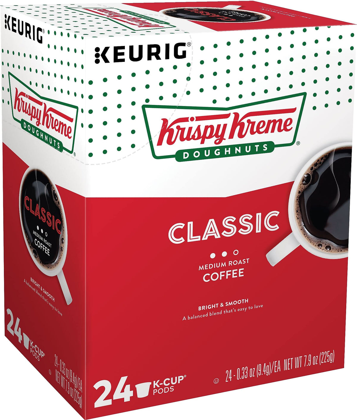 Krispy Kreme Classic medium-roast pod closeup highlighting aroma.