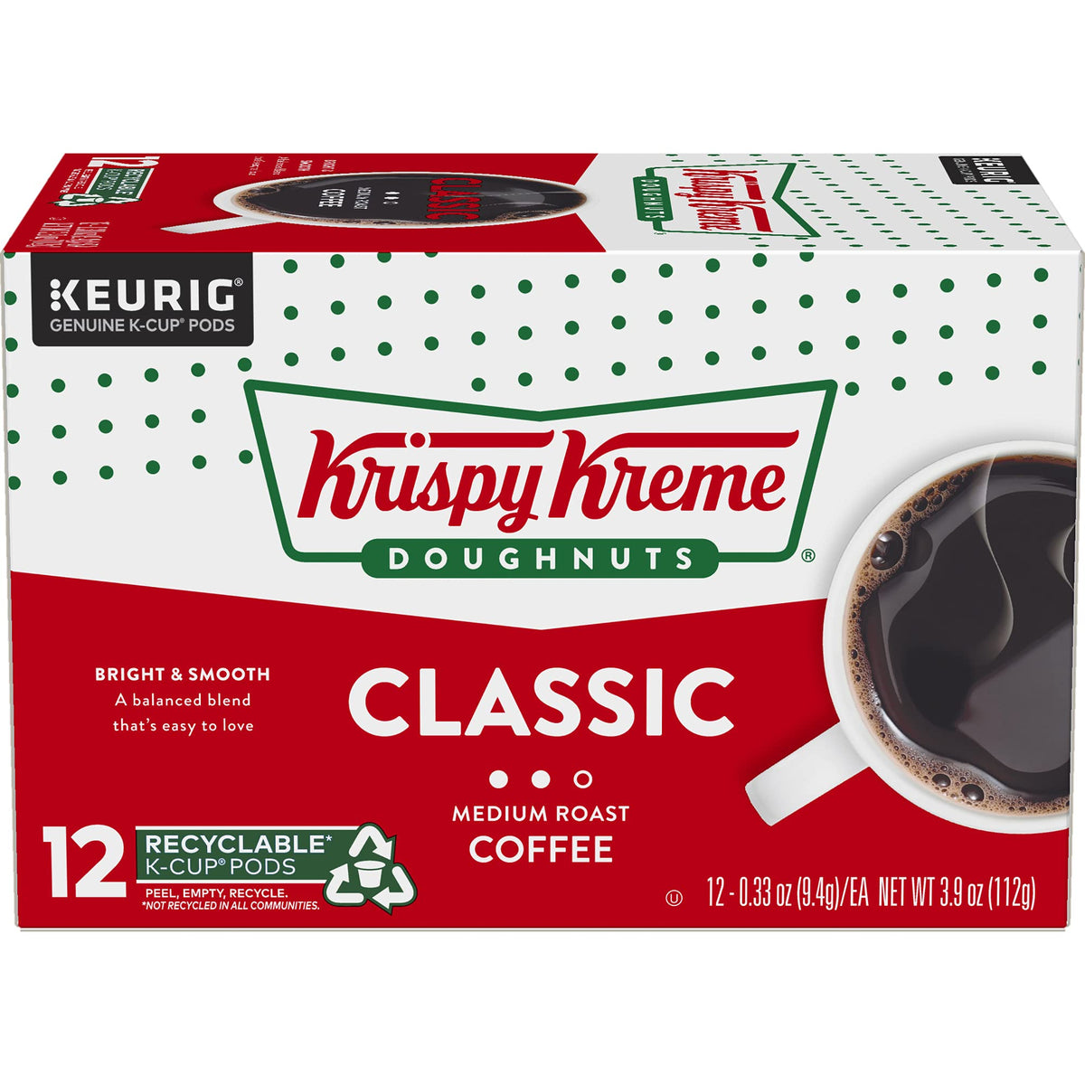 Krispy Kreme coffee cup with doughnuts, inviting pairing moment