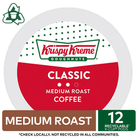 Krispy Kreme coffee pod on a kitchen counter, everyday convenience