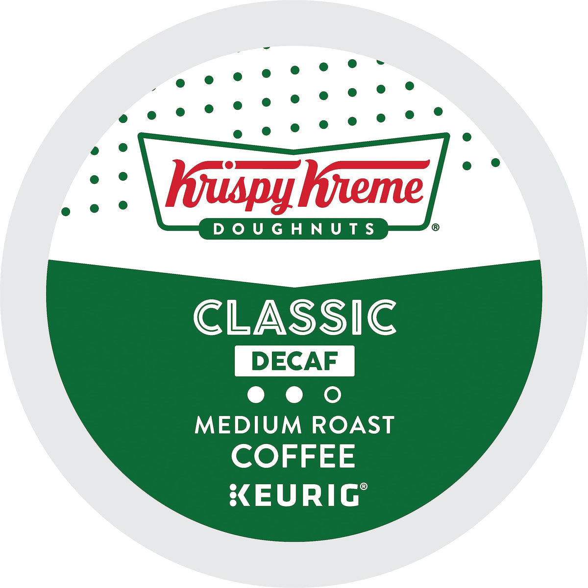 Krispy Kreme Decaf K-Cups inside container show convenient, ready-to-brew portions
