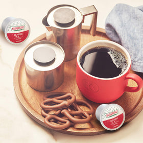 Krispy Kreme store sign with coffee hint for cafe at home