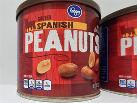 Kroger Salted Spanish Peanuts close-up shows sea salt crystals enhancing flavor.