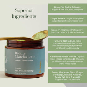 Kroma Beauty Matcha Latte ginger-turmeric blend adds warming aroma.