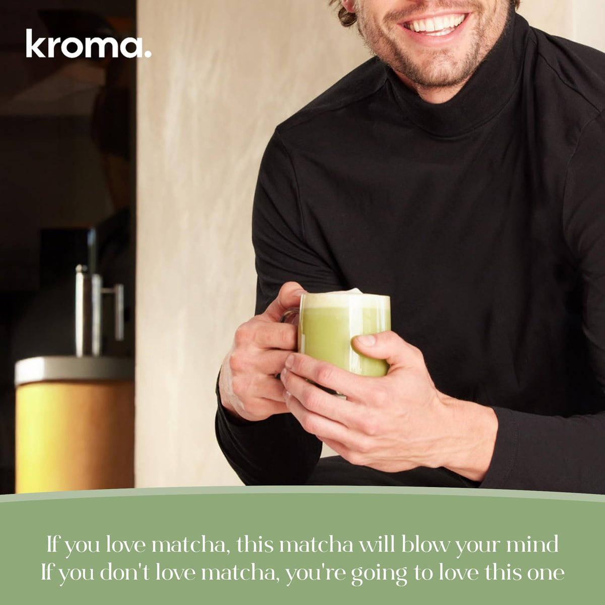 KROMA Kitchen counter with bottle and jar showcasing self-care beverage