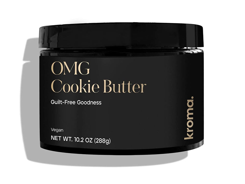 KROMA OMG Cookie Butter jar ready for a protein-packed snack.