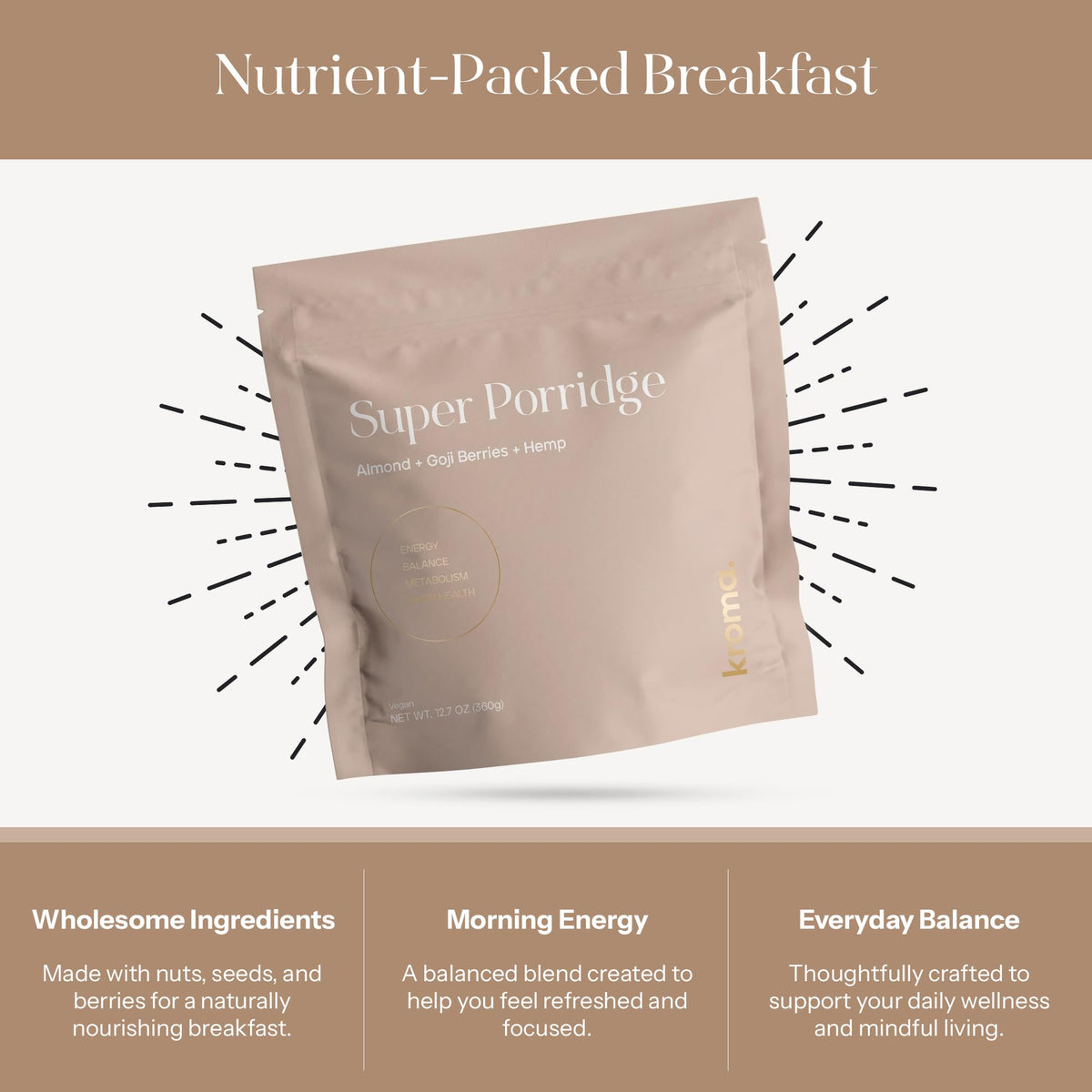Cinnamon sprinkle on KROMA Super Porridge for natural flavor