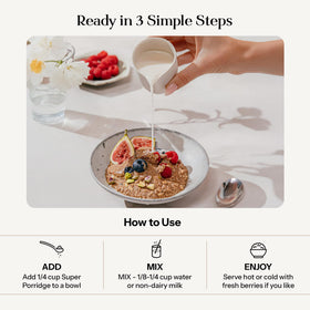 Spoon of KROMA Super Porridge ready to serve a wholesome morning meal