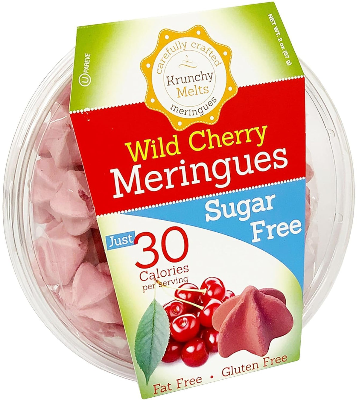 Krunchy Melts Original Sugar-Free Meringue Cookie close-up for low-cal snacking.