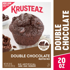 Krusteaz Double Chocolate Muffin Mix mixed bowl ready to blend