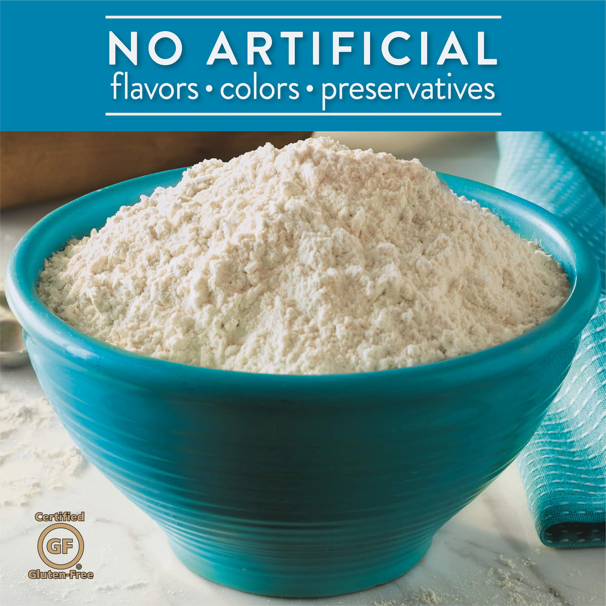 Krusteaz gluten free flour pack shot ready for convenient cooking